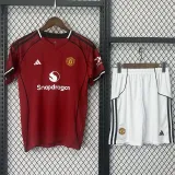 2025-26 Man Utd Home Kids Soccer Jersey