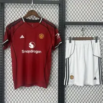 2025-26 Man Utd Home Kids Soccer Jersey