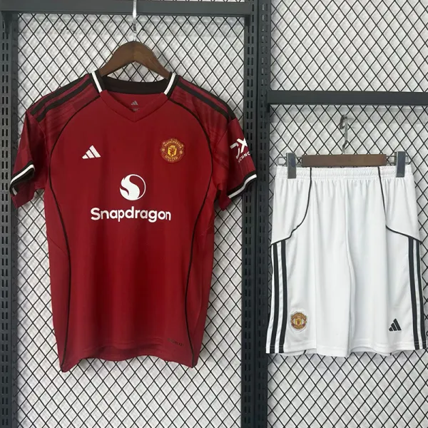 2025-26 Man Utd Home Kids Soccer Jersey
