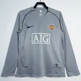 2007-2008 Man Utd Grey Goalkeeper Long Sleeve Retro Soccer Jersey (长袖)