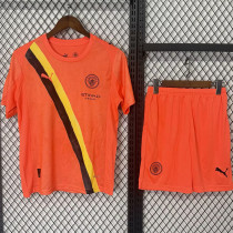 2025-26 Man City Orange Kids Soccer Jersey