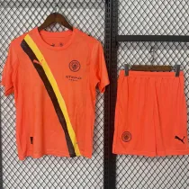 2025-26 Man City Orange Kids Soccer Jersey