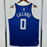2024-25 BUCKS LILLARD #0 Blue City Edition Top Quality Hot Pressing NBA Jersey(V领)