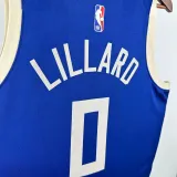 2024-25 BUCKS LILLARD #0 Blue City Edition Top Quality Hot Pressing NBA Jersey(V领)