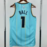 2024-25 Hornets BALL #1 Blue City Edition Top Quality Hot Pressing NBA Jersey(V领)
