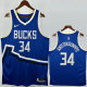 2024-25 BUCKS ANTETOKOUNMPO #34 Blue City Edition Top Quality Hot Pressing NBA Jersey(V领)