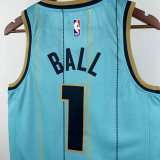 2024-25 Hornets BALL #1 Blue City Edition Top Quality Hot Pressing NBA Jersey(V领)