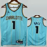 2024-25 Hornets BALL #1 Blue City Edition Top Quality Hot Pressing NBA Jersey(V领)