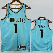 2024-25 Hornets BALL #1 Blue City Edition Top Quality Hot Pressing NBA Jersey(V领)