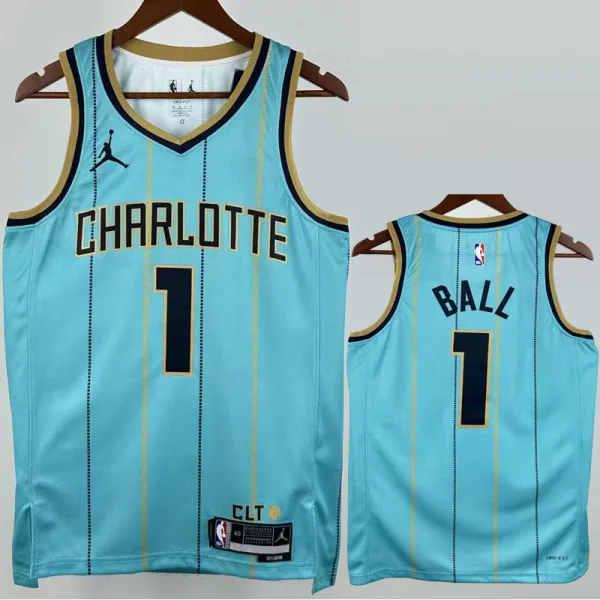 2024-25 Hornets BALL #1 Blue City Edition Top Quality Hot Pressing NBA Jersey(V领)