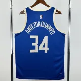 2024-25 BUCKS ANTETOKOUNMPO #34 Blue City Edition Top Quality Hot Pressing NBA Jersey(V领)
