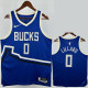 2024-25 BUCKS LILLARD #0 Blue City Edition Top Quality Hot Pressing NBA Jersey(V领)