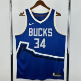 2024-25 BUCKS ANTETOKOUNMPO #34 Blue City Edition Top Quality Hot Pressing NBA Jersey(V领)