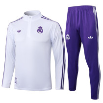 2025-26 RMA White Half Pull Tracksuit #B2513(半拉链)