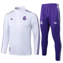 2025-26 RMA White Half Pull Tracksuit #B2513(半拉链)