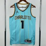 2024-25 Hornets BALL #1 Blue City Edition Top Quality Hot Pressing NBA Jersey(V领)