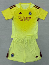 2025-26 RMA Light Yellow GoalKeeper Kids Soccer Jersey