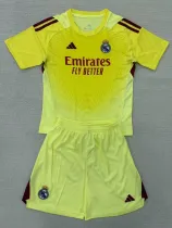 2025-26 RMA Light Yellow GoalKeeper Kids Soccer Jersey