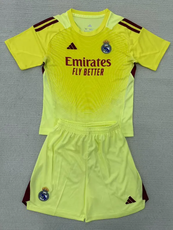 2025-26 RMA Light Yellow GoalKeeper Kids Soccer Jersey