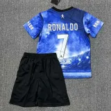 2025-26 RONALDO #7 Blue Special Edition  Kids Soccer Jersey