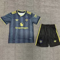 2025-26 Man Utd Black Blue Kids Soccer Jersey