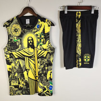 2025-26 Brazil Yellow Tank top and shorts suit