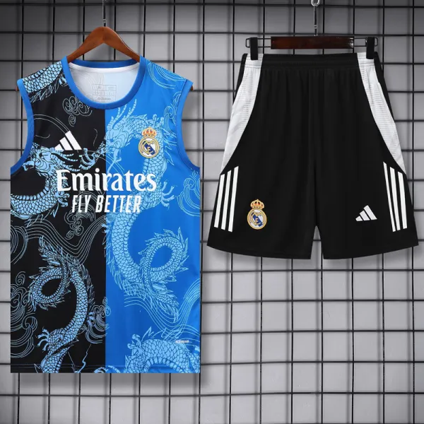 2025-26 RMA Black blue Tank top and shorts suit
