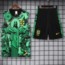 2025-26 Brazil Green Tank top and shorts suit