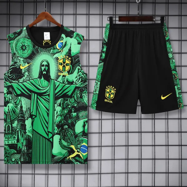 2025-26 Brazil Green Tank top and shorts suit