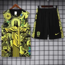 2025-26 Brazil Yellow Tank top and shorts suit