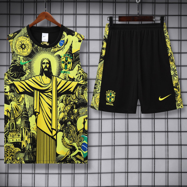 2025-26 Brazil Yellow Tank top and shorts suit