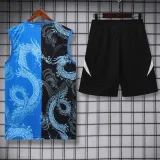 2025-26 RMA Black blue Tank top and shorts suit