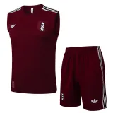2025-26 Ajax Jujube red Tank top and shorts suit #D2531