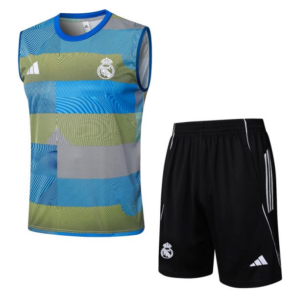 2025-26 RMA Blue Tank top and shorts suit #D2529
