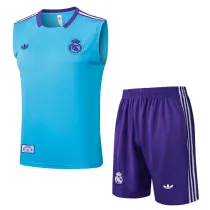 2025-26 RMA Light blue Tank top and shorts suit #D2522