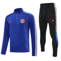 2025-26 Man Utd  Fancy blue Half Pull Tracksuit (半拉链)