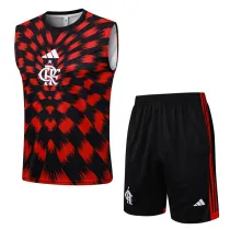 2025-26 Flamengo Red Black Tank top and shorts suit #D2539