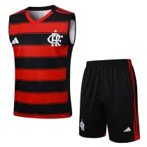 2025-26 Flamengo Red Black Tank top and shorts suit #D2543