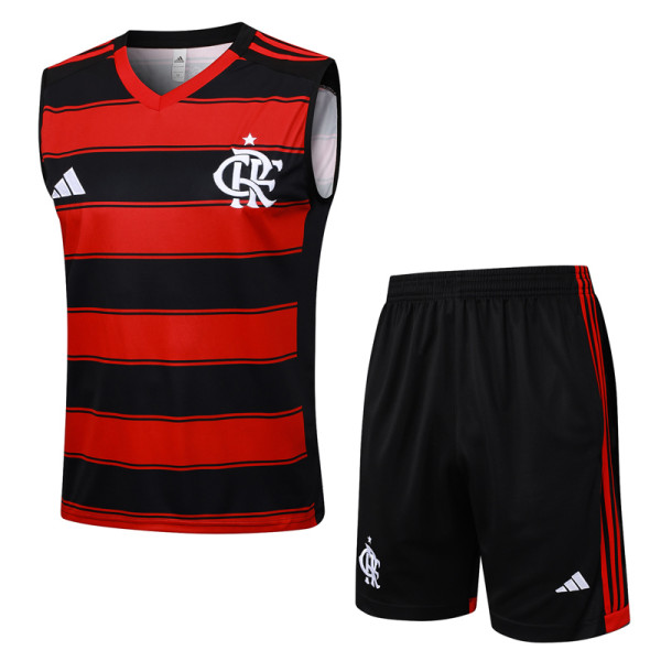 2025-26 Flamengo Red Black Tank top and shorts suit #D2543