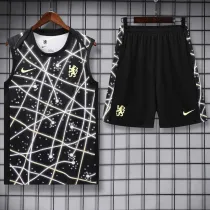 2025-26 CHE Black White Tank top and shorts suit