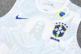 2025-26 Brazil White Tank top and shorts suit