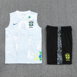 2025-26 Brazil White Tank top and shorts suit