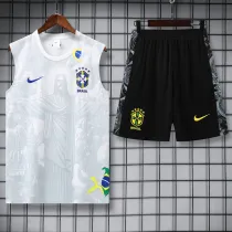 2025-26 Brazil White Tank top and shorts suit