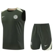 2025-26 CHE Army green Tank top and shorts suit