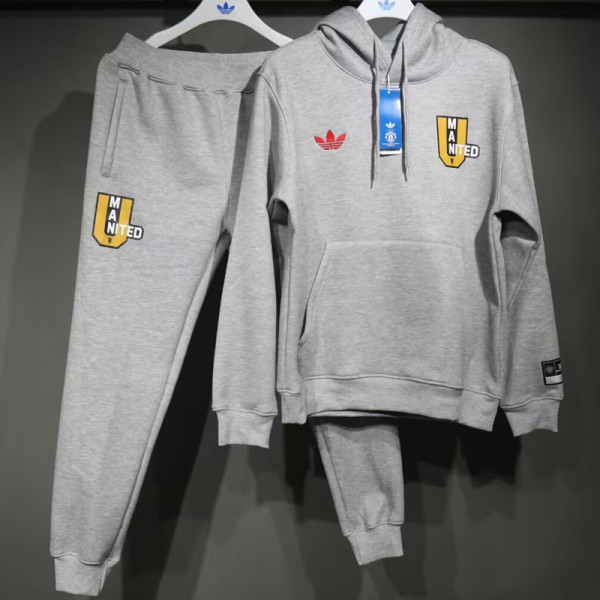 2024-25 Man Utd Grey Hoodie Tracksuit (High Quality)(卫衣套装)