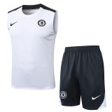 2025-26 CHE White Tank top and shorts suit #D2573