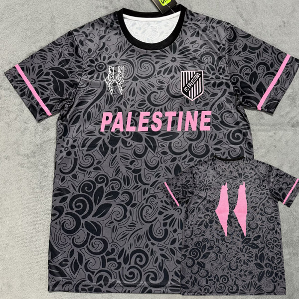 2025-26 Palestina FC Grey Black Training shirts (英文广告)