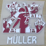 2025-26 Bayern Home Muller #25 Print Photo Number Fans Soccer Jersey