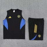 2025-26 Man Utd Black Tank top and shorts suit