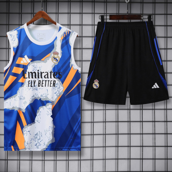 2025-26 RMA White blue Tank top and shorts suit